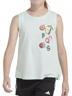 adidas Light Mint Girls' Tropical Graphic Tank Top Size 14